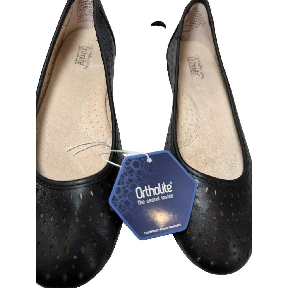 NIB Croft & Barrow Womens 8.5 Black Ballet Flats Ortholite Comfort Slip On
